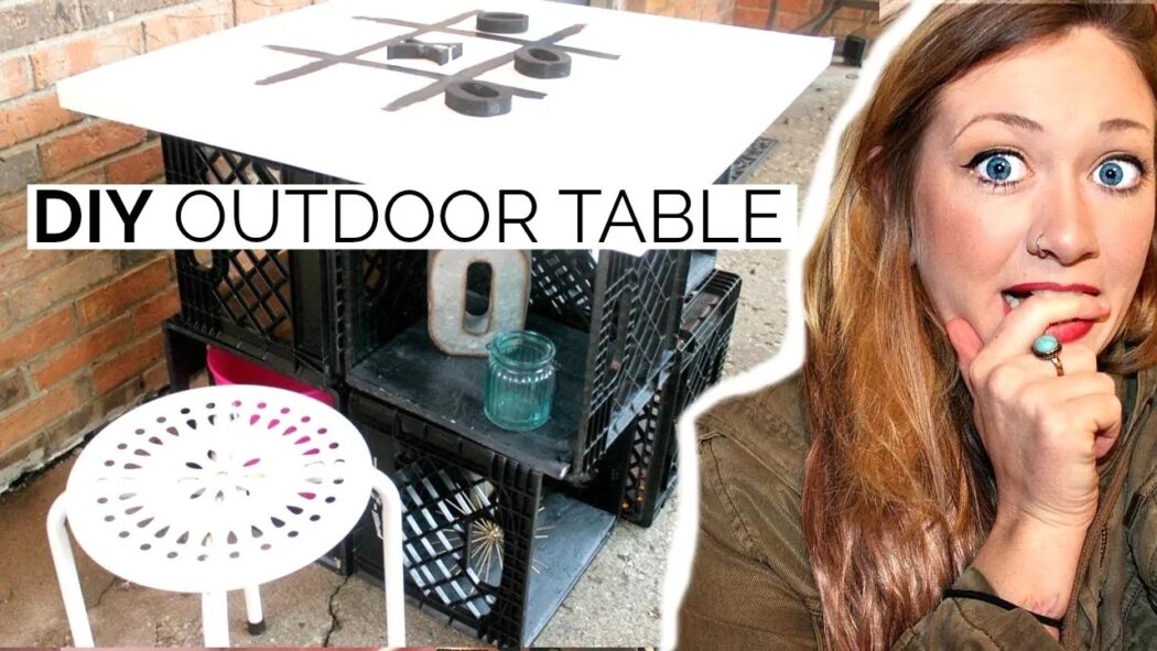 DIY REFURBISHED OUTDOOR TABLE (OUT OF MILK CRATES)